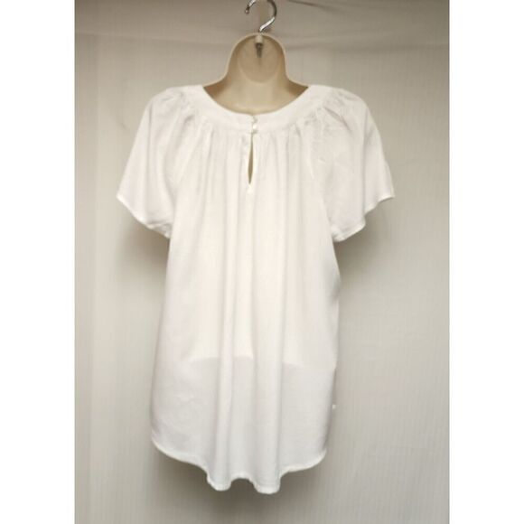 St. John’s Bay Short Sleeve Blouse Color White Size LP - Picture 6 of 8